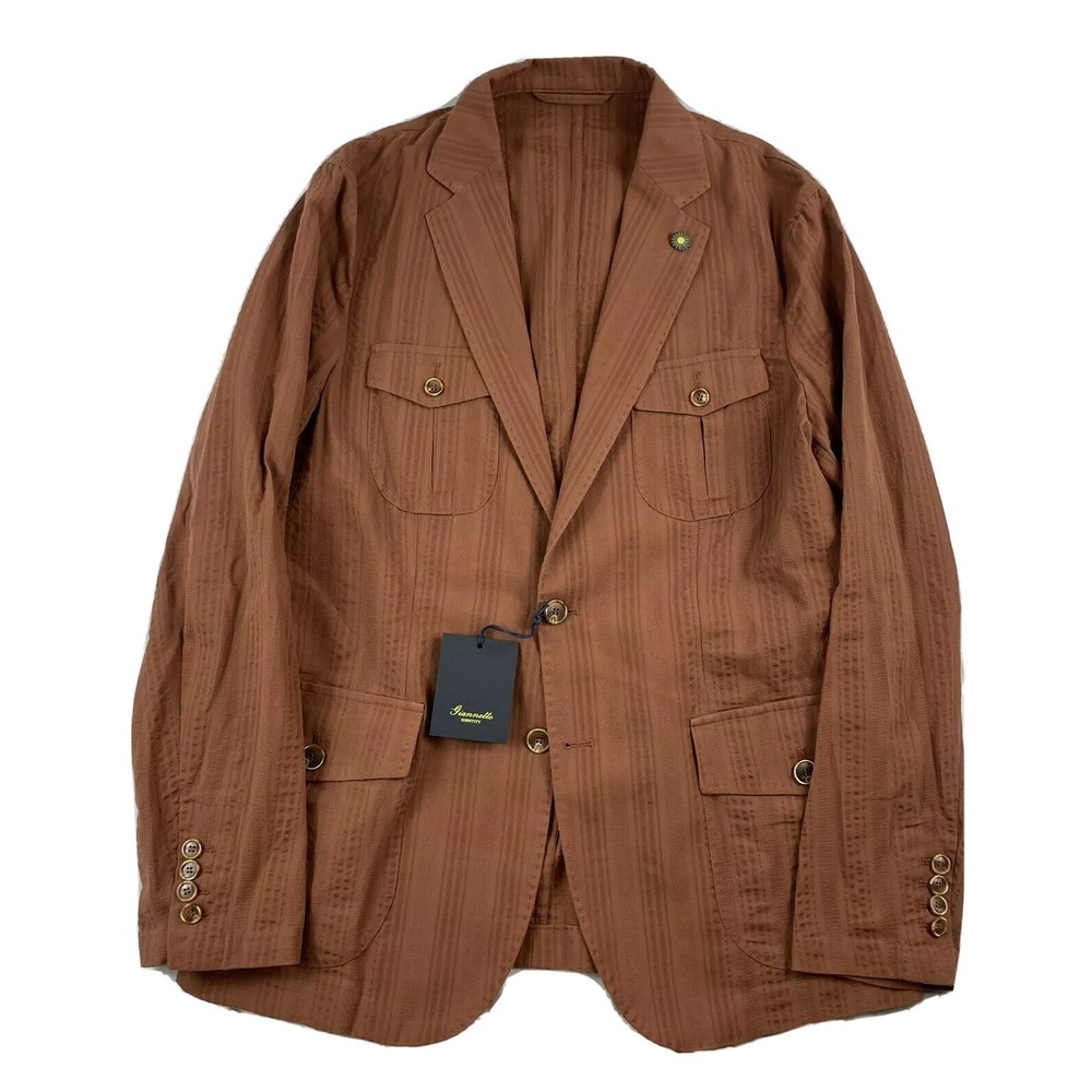 Giannetto Identity Rust Brown Cotton Savana Jacket 40R 01204/03 NWT